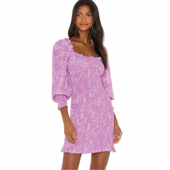 Faithfull The Brand Gombardy Mini Dress in Stevie Floral Size XL / US 10 Purple - Picture 14 of 14
